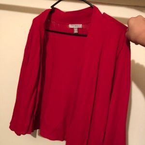 Red Cropped Mid Sleeve Sweater
